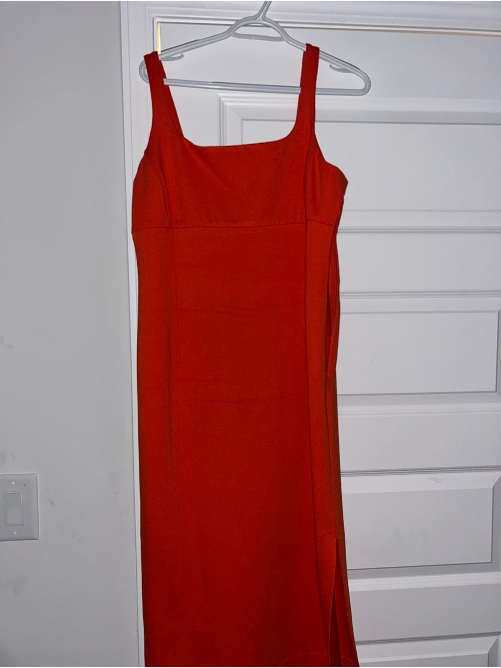 Red Square-Neck Sleeveless Maxi Dress
